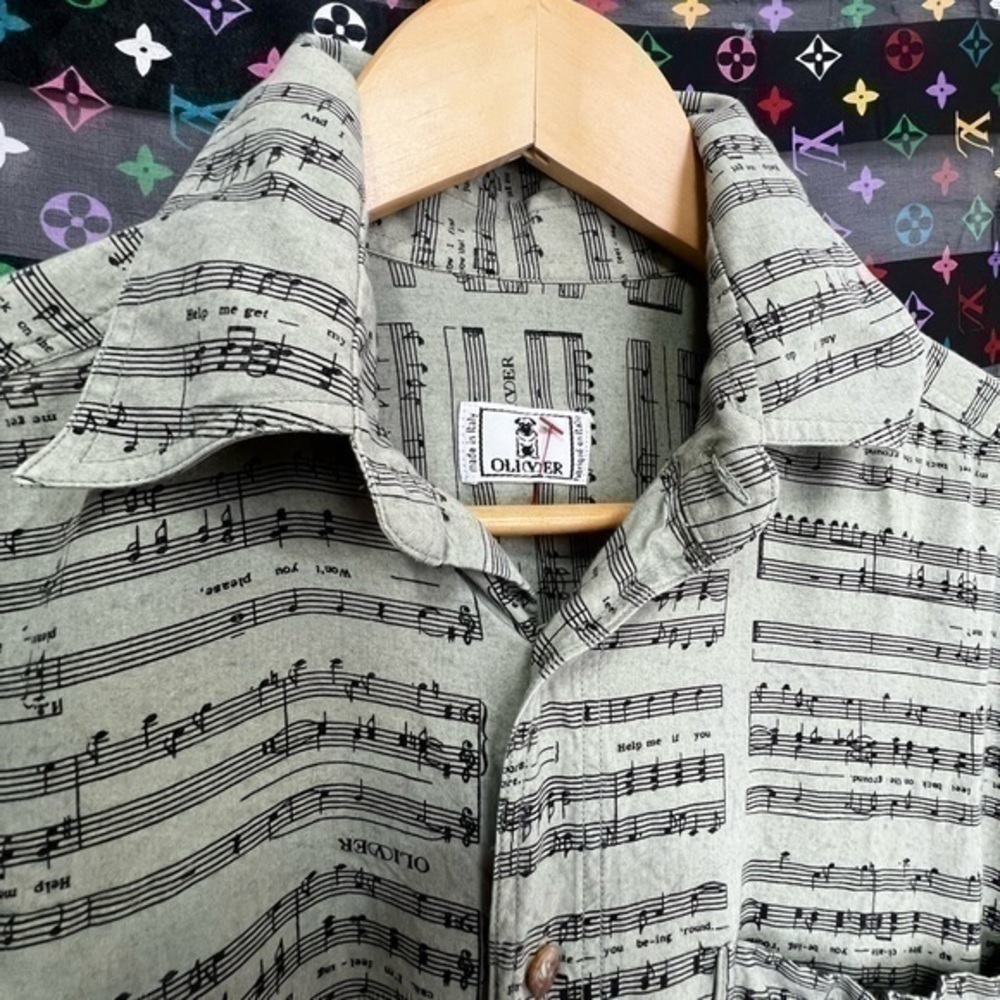 Beatles Help Lyrics Valentino Oliver Music Notes Button Down Shirt View 6